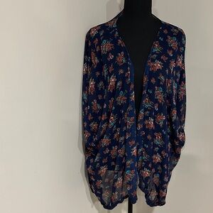 *MASON + MACKENZIE* Navy x Red Floral Open-Front Kimono Size Medium